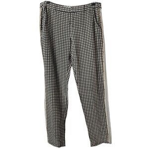 Joie Silk Size 6 Blue Geometric Print Mid Rise Tapered Slinky Lightweight Pants